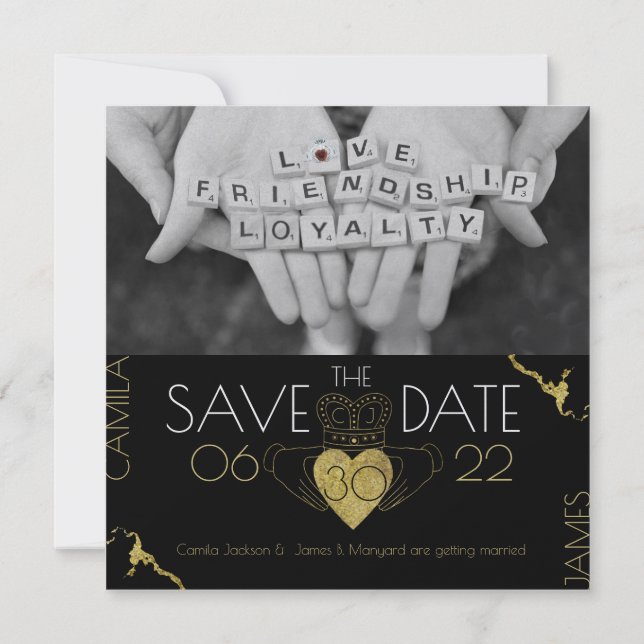 Claddagh-Gold zum Datum speichern Save The Date (Rückseite)