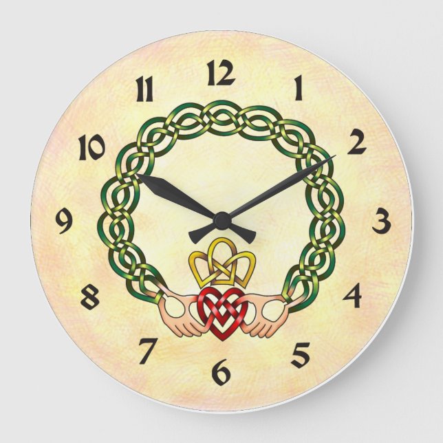 Claddagh Große Wanduhr (Vorderseite)