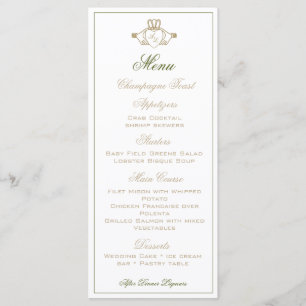 Claddagh-Hochzeitsempfangsmenü Menükarte