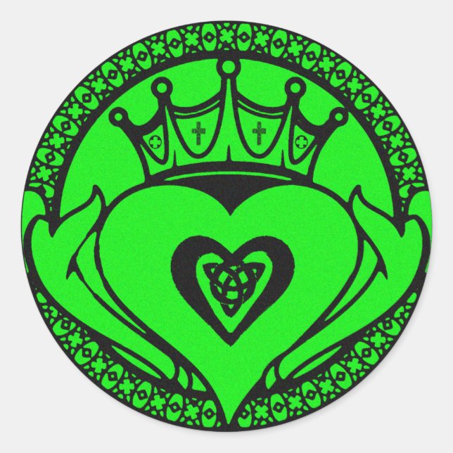 Claddagh Runder Aufkleber (Vorderseite)