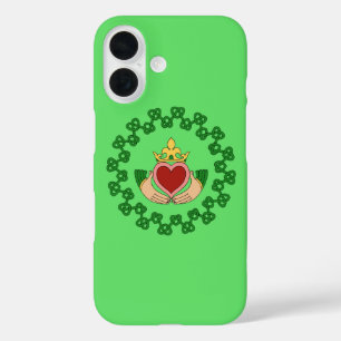 Claddagh und grüne Knüpfarbeit iPhone 16 Hülle