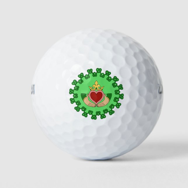 Claddagh und grüne Knüpfarbeit Golfball (Vorderseite)