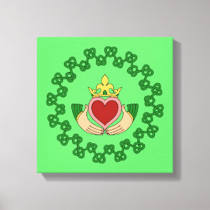 Claddagh und grüne Knüpfarbeit Leinwanddruck