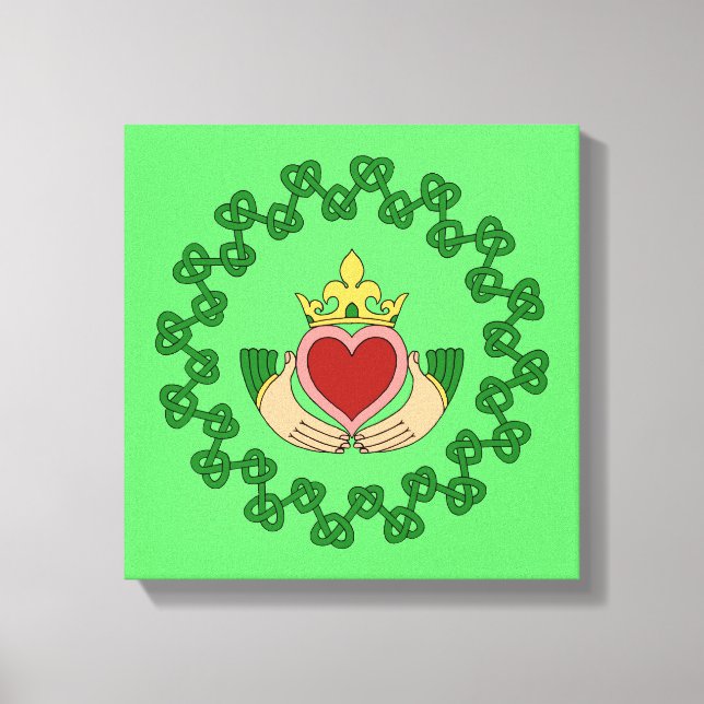 Claddagh und grüne Knüpfarbeit Leinwanddruck (Vorderseite)