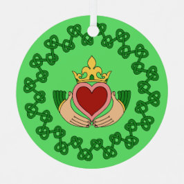 Claddagh und grüne Knüpfarbeit Ornament Aus Metall