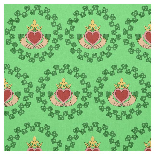 Claddagh und grüne Knüpfarbeit Stoff (Muster)
