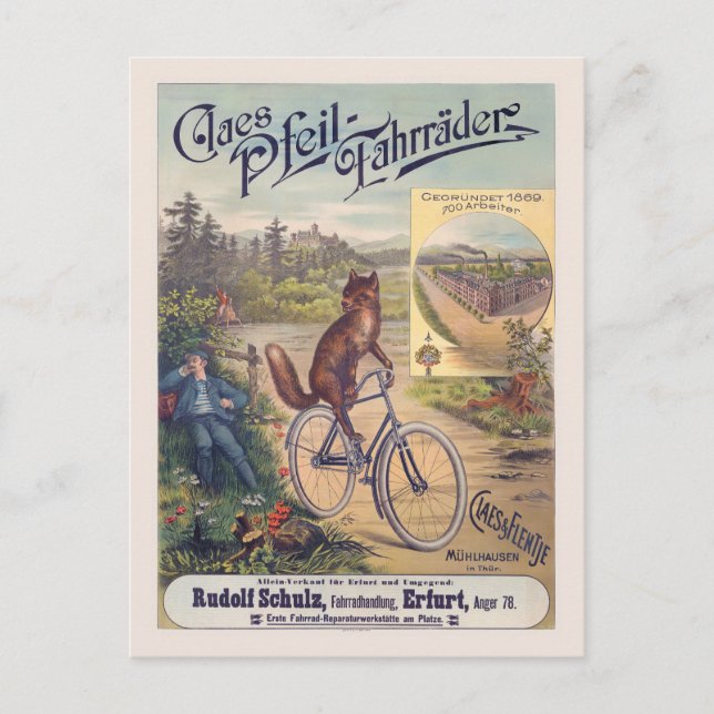 Claes Pfeil-Fahrräder Vintage Poster 1905 Postkarte (Vorderseite)