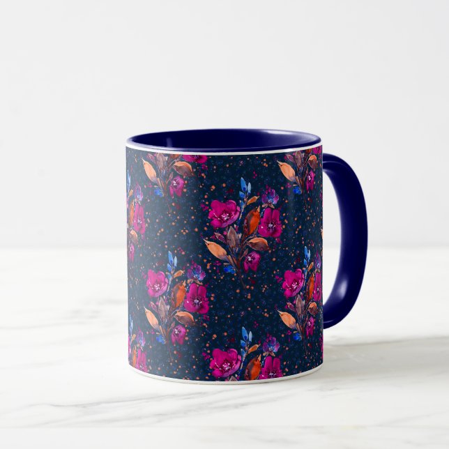 Claire Harvest Watercolor Floral Custom Color Tasse (VorderseiteRechts)