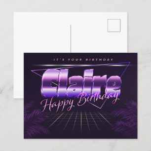 Claire Name Vorname lila Postkarte Geburtstag