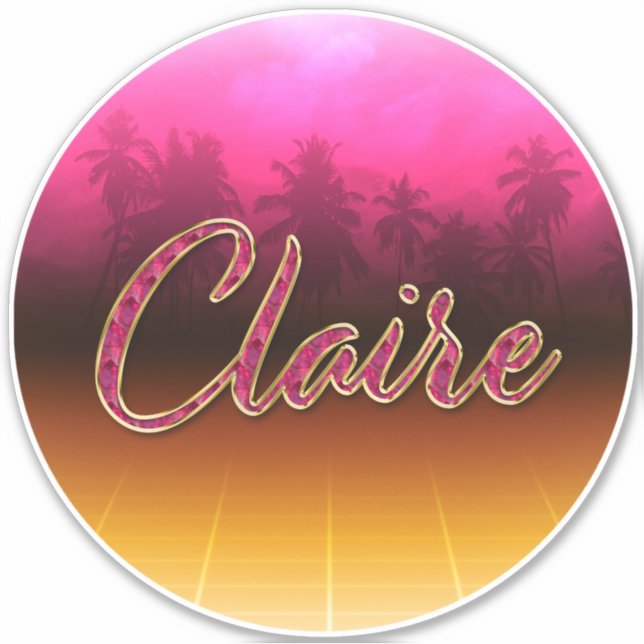 Claire Vorname Name golden pink Aufkleber Sticker (Vorderseite)