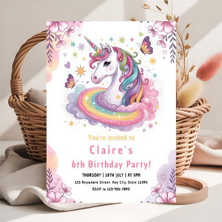 Claires verzauberte Einhorn-Geburtstagsfeier Einladung