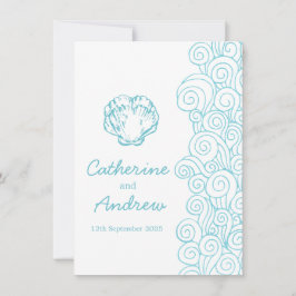 Clam Muschel Sea Swirl Blauer Strand Hochzeit Einl Einladung