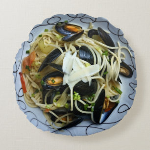 Clam Pasta-Wurfkissen Rundes Kissen