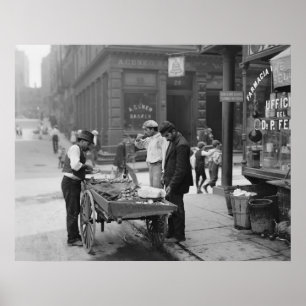Clam Seller auf der Mulberry Street, 1900 Poster