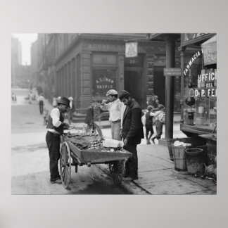Clam Seller auf der Mulberry Street, 1900 Poster