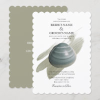 Clam Watercolor Stroke Wedding Einladungen