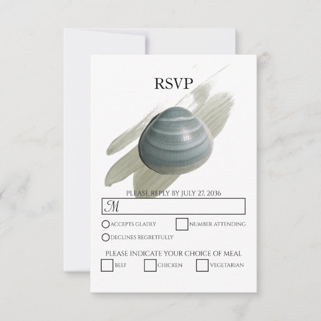 Clam Watercolor Stroke Wedding RSVP Cards (Vorderseite)