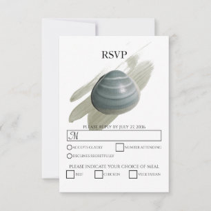 Clam Watercolor Stroke Wedding RSVP Cards Karte