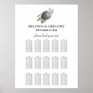 Clam Watercolor Stroke Wedding Seating Chart Poster