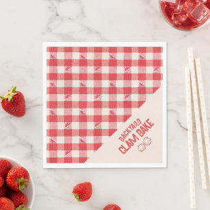 Clambake Casual Seafood-Abendessen Gingham Rot & W Serviette