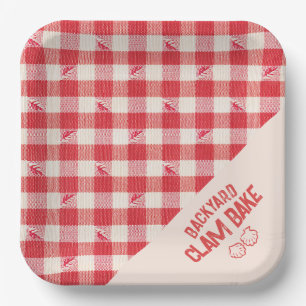 Clambake Casual Seafood-Party Gingham Karo Pappteller