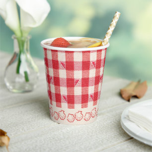 Clambake Lässig Seafood Cookout Abendessen Gingham Pappbecher