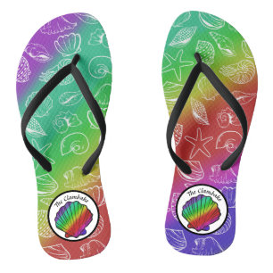 Clambake Rainbow Clam Shellfish Muster Flip Flops