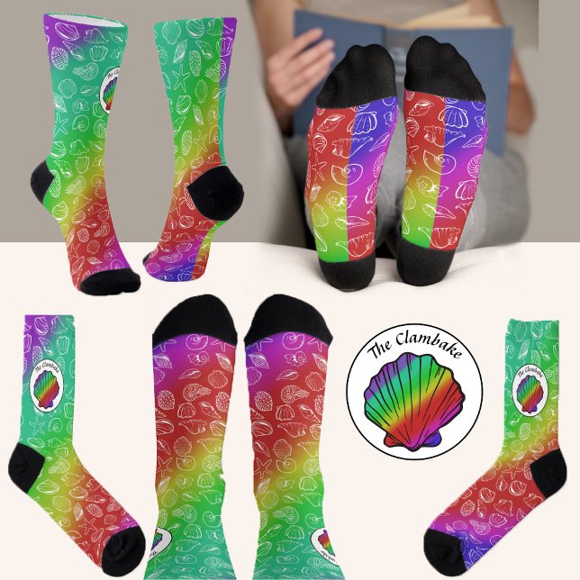 Clambake Rainbow Clam Shellfish Muster Socken (Von Creator hochgeladen)