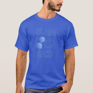 Clambake Retro-Jahrgang und Zeichen-Logo blau T-Shirt