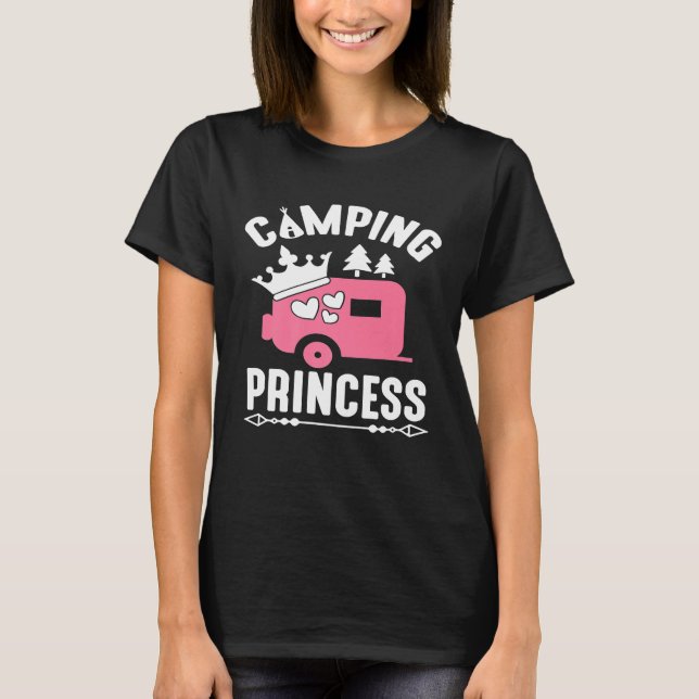 Clamping Princess Niedlich Camping Campfire T-Shirt (Vorderseite)