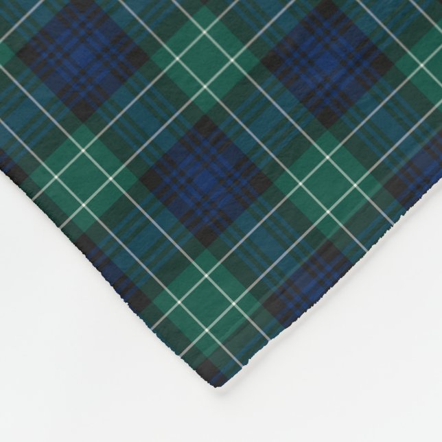 Clan Abercrombie Tartan Blau und Grün Kariert Fleecedecke (Ecke)