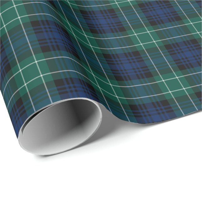 Clan Abercrombie Tartan Green und Blue Kariert Geschenkpapier (Rolleneckpunkt)