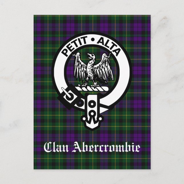 Clan Abercrombie Wappen Abzeichen & Tartan Postkarte (Vorderseite)