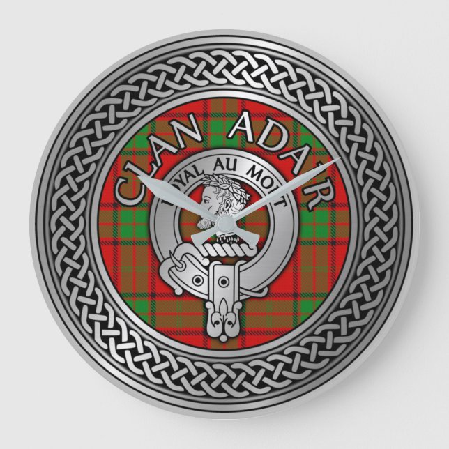 Clan Adair Wappen & Tartan Knot Große Wanduhr (Vorderseite)