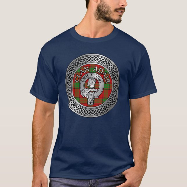 Clan Adair Wappen & Tartan Knot T-Shirt (Vorderseite)