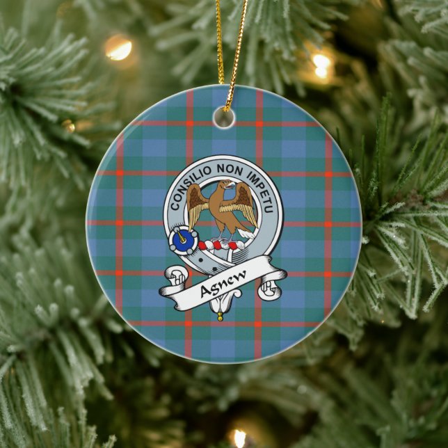Clan Agnew Ancient Abzeichen Tartan Kariert Keramik Ornament (Baum)