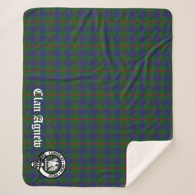 Clan Agnew Tartan und Wappen Abzeichen Sherpadecke (Vorderseite)