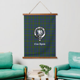 Clan Agnew Tartan Wappen benutzerdefinierbar Wandteppich Mit Holzrahmen