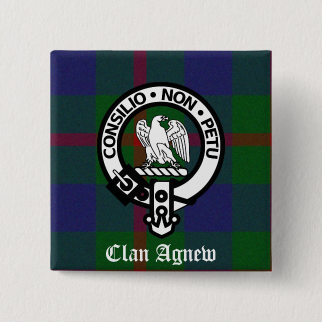Clan Agnew Tartan Wappen Button (Vorderseite)