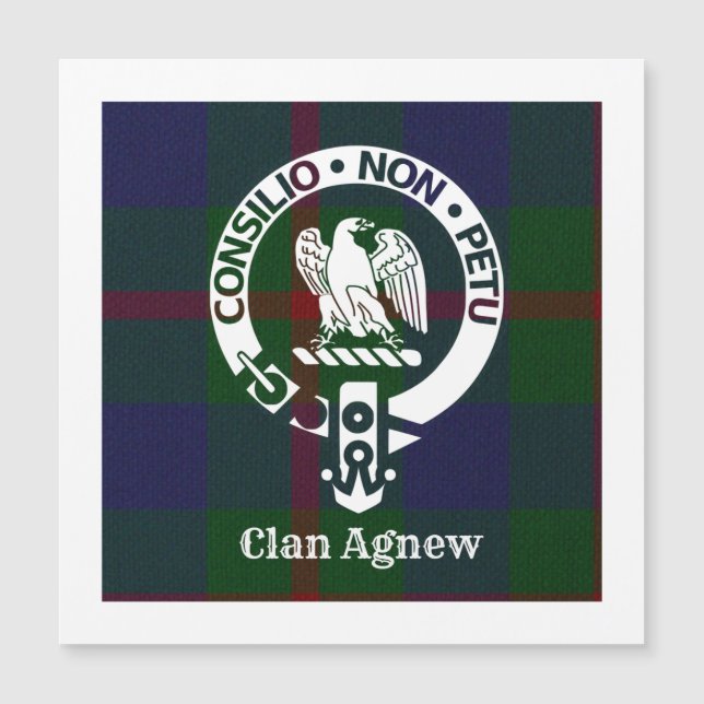 Clan Agnew Wappen Abzeichen und Tartan Magnetkarte (Vorderseite)