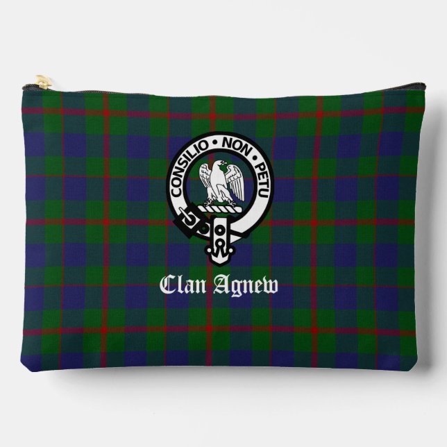 Clan Agnew Wappen Abzeichen und Tartan Zubehörtasche (Vorderseite)