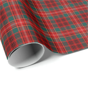 Clan Ainslie Tartan Rot und Grün Kariert Geschenkpapier