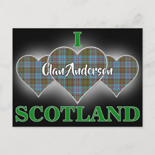 Clan Anderson I Liebe Scotland Tartan Heart Postkarte