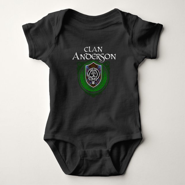 Clan Anderson Scottish Familienwappen Tartan Baby  Baby Strampler (Vorderseite)