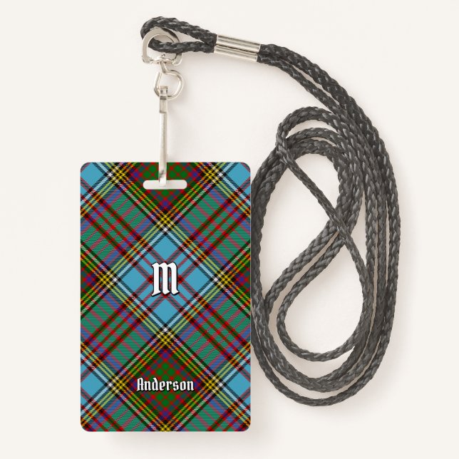 Clan Anderson Tartan Abzeichen Ausweis (Vorderseite mit Schlüsselband)
