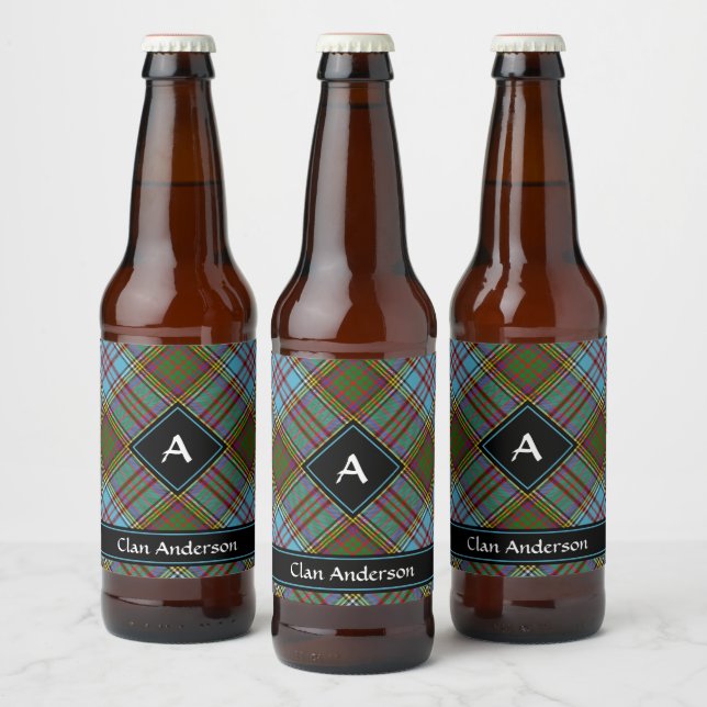 Clan Anderson Tartan Beer Bottle Label Bierflaschenetikett (Flaschen)