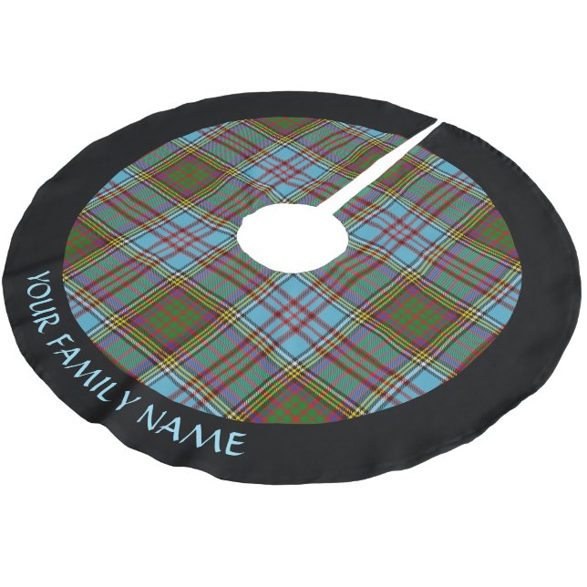 Clan Anderson Tartan Brushed Polyester Tree Skirt Polyester Weihnachtsbaumdecke (Schrägansicht)