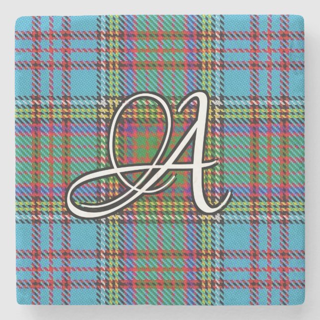 Clan Anderson Tartan Custom Monogram Steinuntersetzer (Vorderseite)