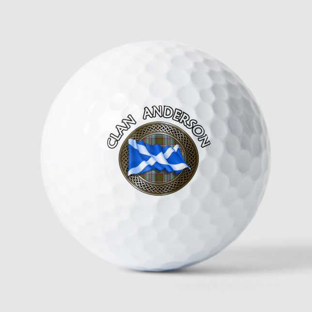 Clan Anderson Tartan Knot & Flag Golfball (Vorderseite)