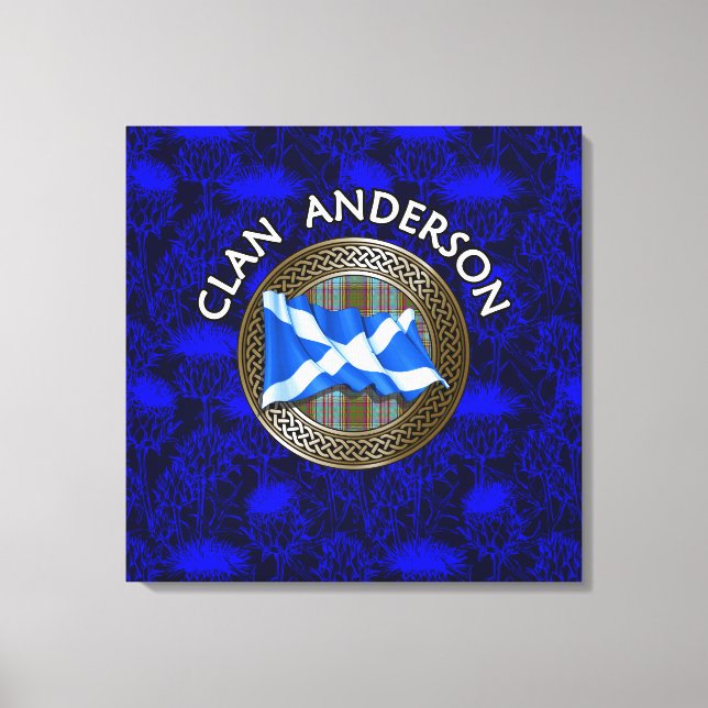 Clan Anderson Tartan Knot & Flag Leinwanddruck (Vorderseite)
